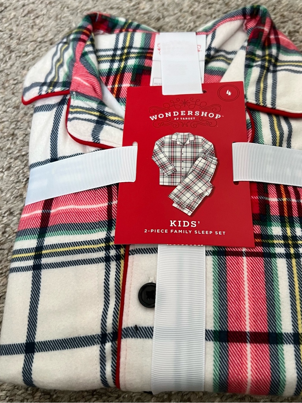 WonderShop Kids' Red Plaid 2-Piece Sleep Set Size 4